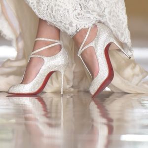 Christian Louboutin Talitha 100 Glitter Open Toe Heel (38)